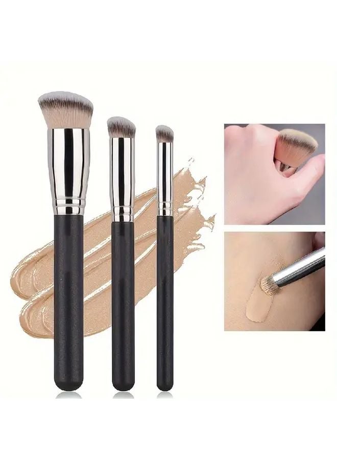 3pcs Makeup Brush Set Soft Nylon Bristles Foundation Concealer Blending Tools - Image 5